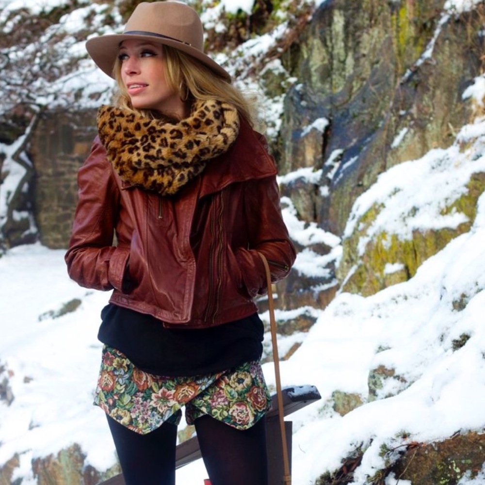 Buji Baja faux fur leopard cowl scarf, O/S